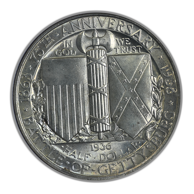1936 Gettysburg Classic Commemorative Half Dollar 50C NGC MS67 Reverse