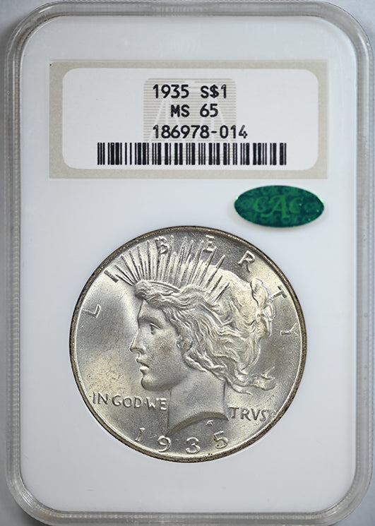 1935 Peace Dollar $1 NGC Fatty MS65 CAC