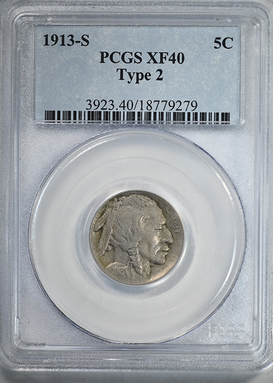 1913-S Type 2 Buffalo Nickel 5C PCGS XF40