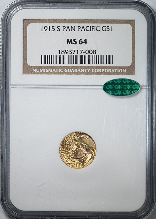 1915-S Panama-Pacific Classic Commemorative Gold Dollar G$1 NGC MS64 CAC