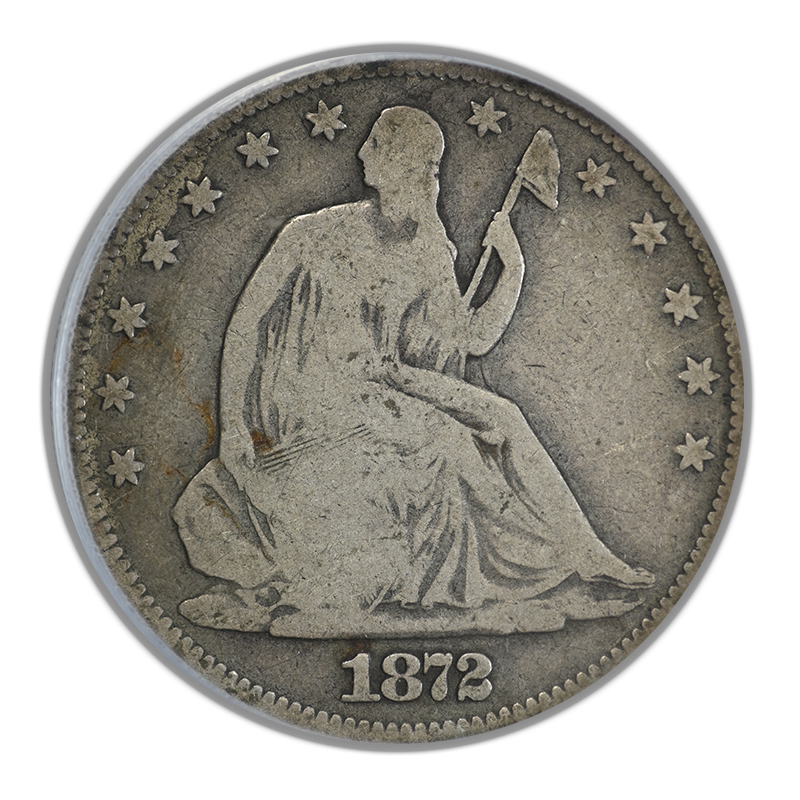 1872-CC Liberty Seated Half Dollar 50C PCGS VG08