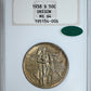 1938-S Oregon Trail Classic Commemorative Half Dollar 50C NGC Fatty MS64 CAC