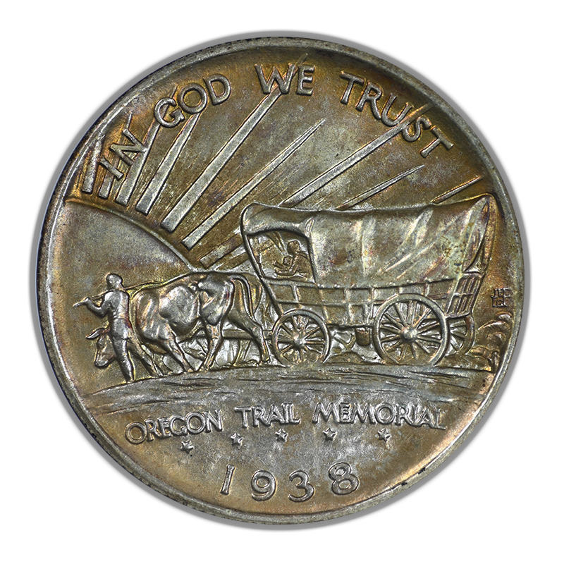 1938-S Oregon Trail Classic Commemorative Half Dollar 50C NGC Fatty MS64 CAC