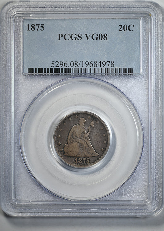 1875 Twenty Cent Piece 20C PCGS VG08 Obverse Slab