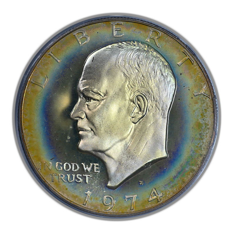 1974-S Silver Eisenhower Ike Dollar $1 PCGS PR68DCAM Deep Cameo - TONED!