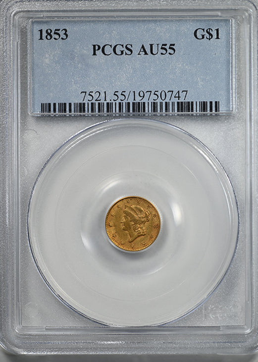 1853 Type 1 Liberty Head Gold Dollar G$1 PCGS AU55