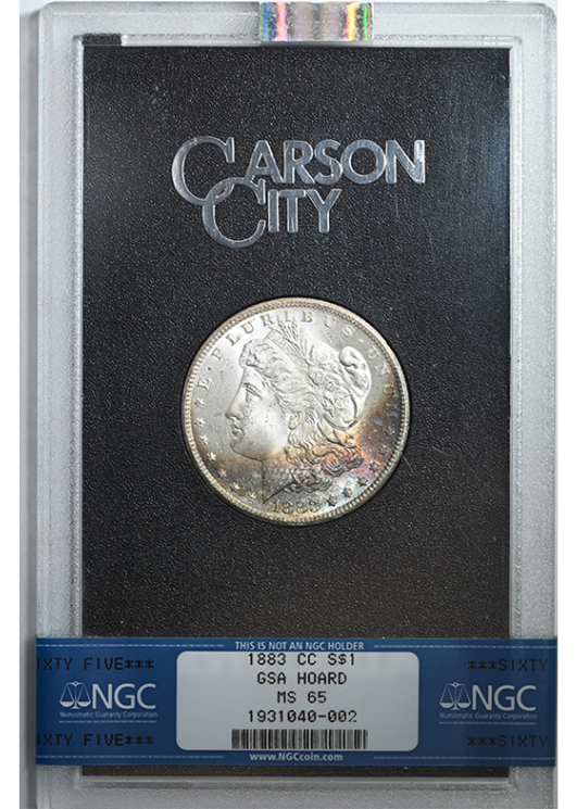 1883-CC Morgan Dollar $1 GSA Hoard NGC MS65 - TEXTILE TONED!