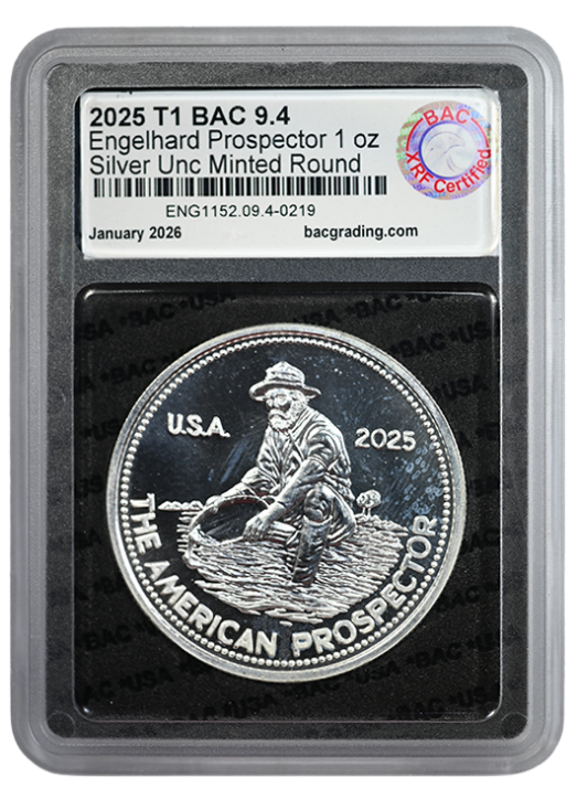 2025 Engelhard Prospector Type 1 1oz Silver Round BAC 9.4