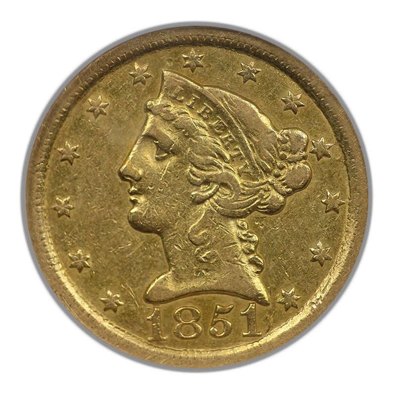 1851-O Liberty Head Gold Half Eagle $5 NGC XF45