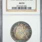 1853 Liberty Seated Half Dollar 50C NGC AU53 - Arrows &amp; Rays - TONED!