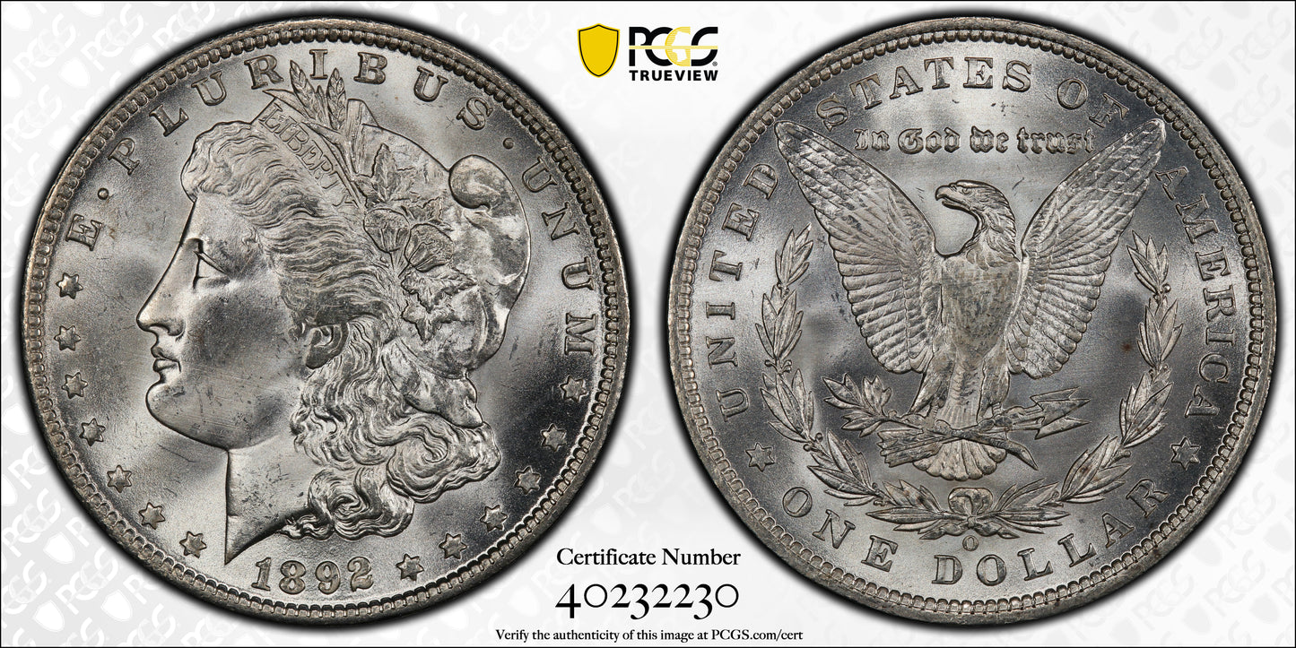1892-O Morgan Dollar $1 PCGS MS65 Trueview