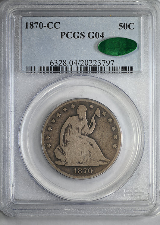 1870-CC Liberty Seated Half Dollar 50C PCGS G04 CAC