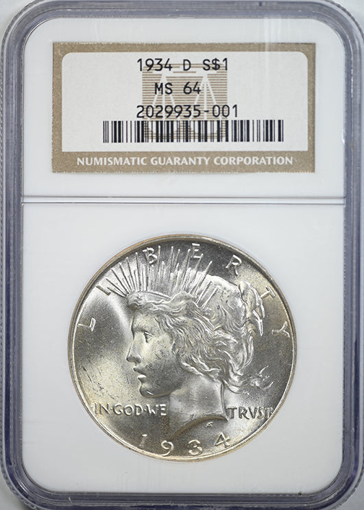 1934-D Peace Dollar $1 NGC MS64