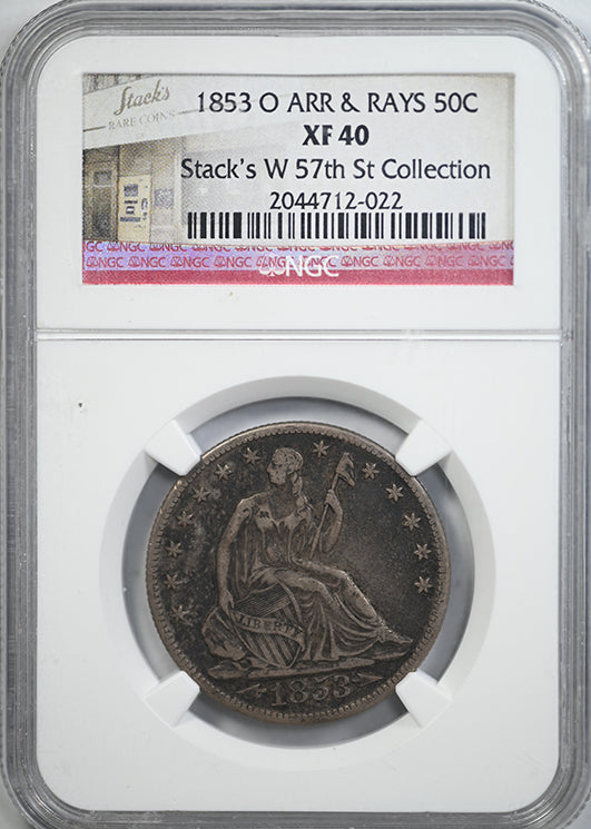 1853-O Liberty Seated Half Dollar 50C NGC XF40 - Arrows &amp; Rays - Stack's W 57th St Collection