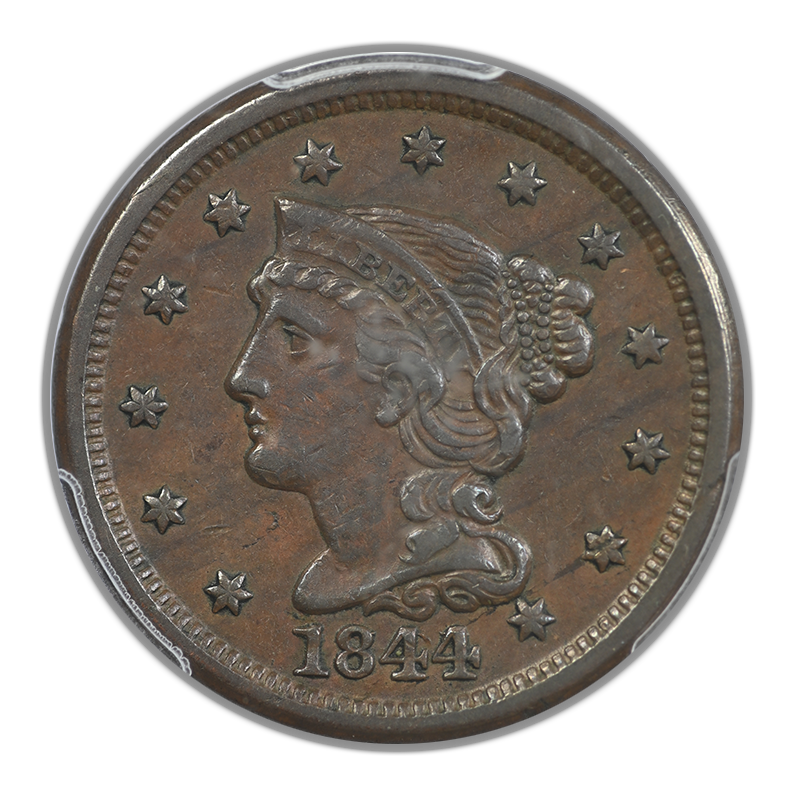 1844/81 Braided Hair Liberty Head Large Cent 1C PCGS XF45 Obverse
