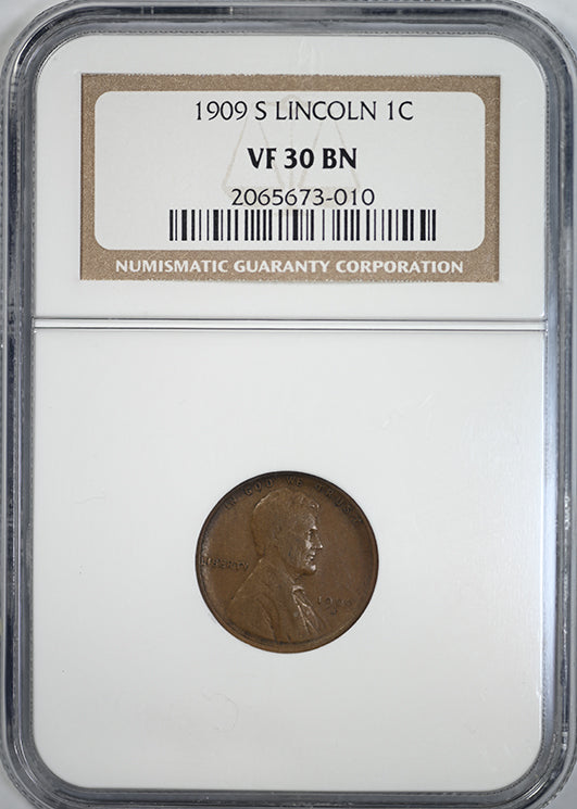 1909-S Lincoln Wheat Cent 1C NGC VF30BN