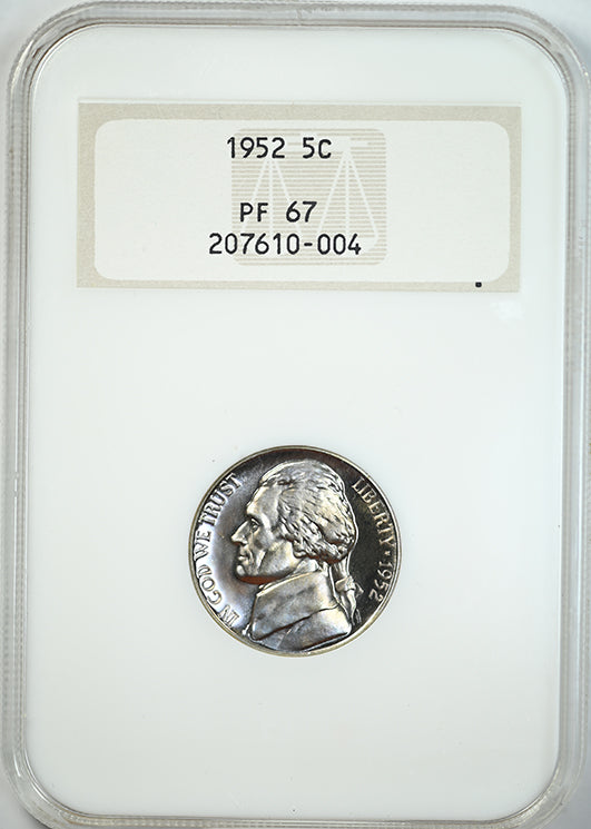 1952 Proof Jefferson Nickel 5C NGC Fatty PF67