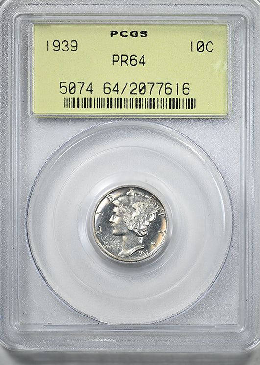 1939 Proof Mercury Dime 10C PCGS PR64 OGH