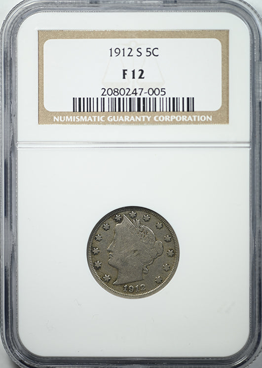 1912-S Liberty V-Nickel 5C NGC F12
