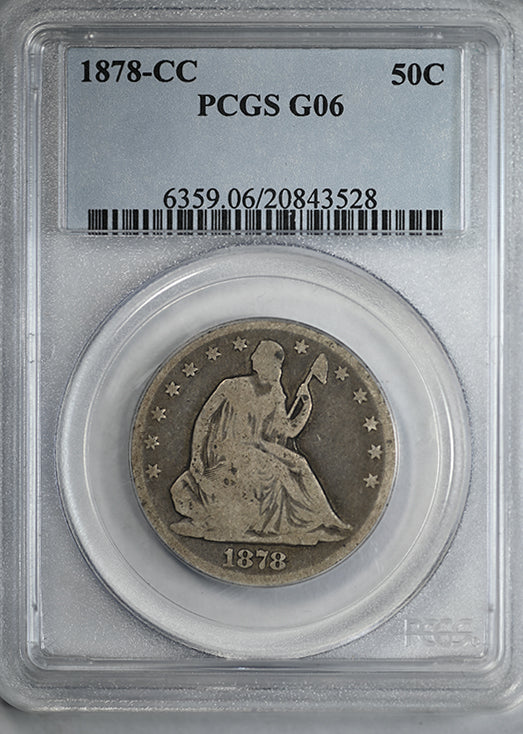 1878-CC Liberty Seated Half Dollar 50C PCGS G06