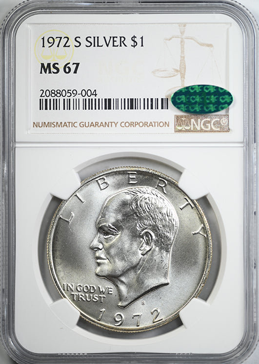 1972-S Silver Eisenhower Ike Dollar $1 NGC MS67 CAC