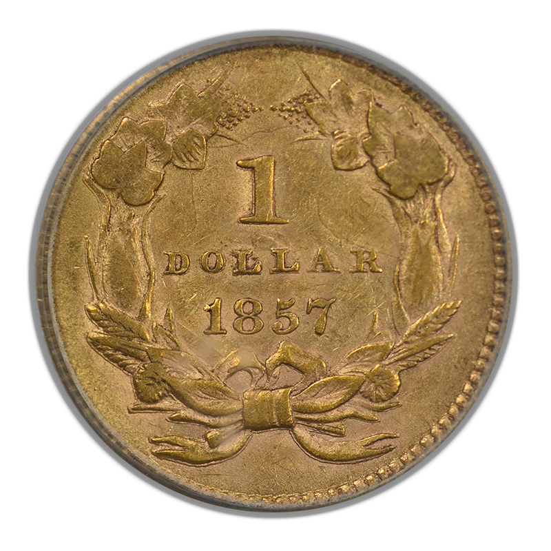 1857 Type 3 Indian Princess Head Gold Dollar G$1 PCGS AU55