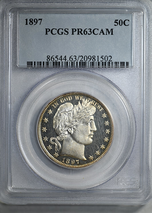 1897 Proof Barber Half Dollar 50C PCGS PR63 CAMEO