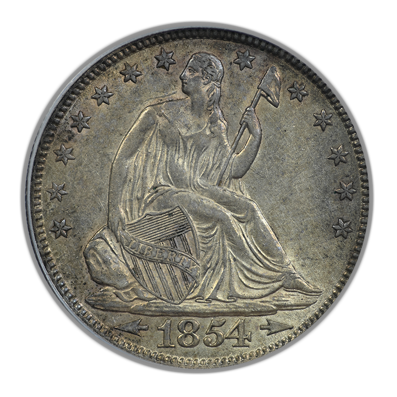 1854 Liberty Seated Half Dollar 50C PCGS AU53 - Arrows