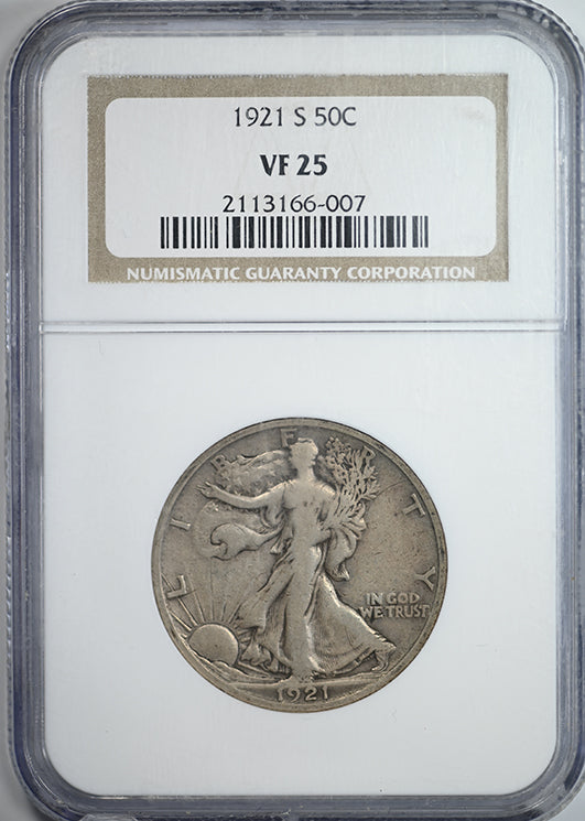 1921-S Walking Liberty Half Dollar 50C NGC VF25