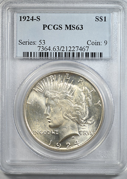 1924-S Peace Dollar $1 PCGS MS63