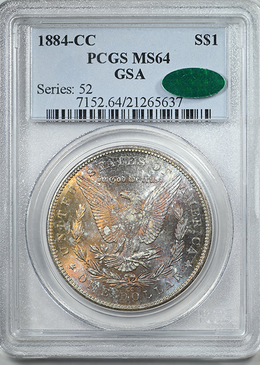 1884-CC Morgan Dollar GSA $1 PCGS MS64 CAC - TONED!