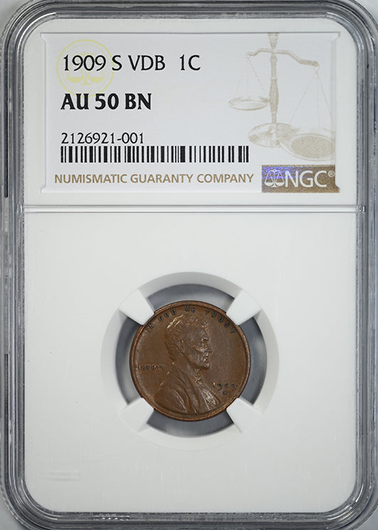 1909-S VDB Lincoln Wheat Cent 1C NGC AU50BN