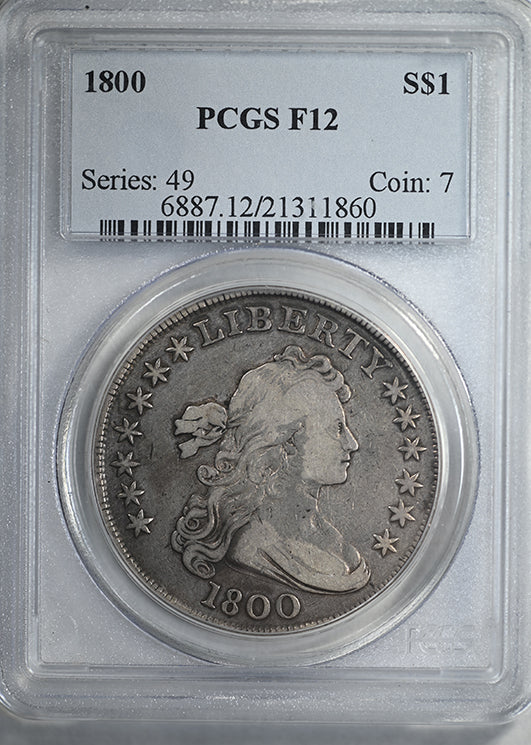 1800 Draped Bust Dollar $1 PCGS F12