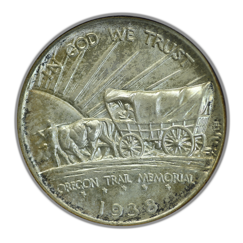1938 Oregon Trail Classic Commemorative Half Dollar 50C NGC Fatty Holder MS66 CAC Reverse