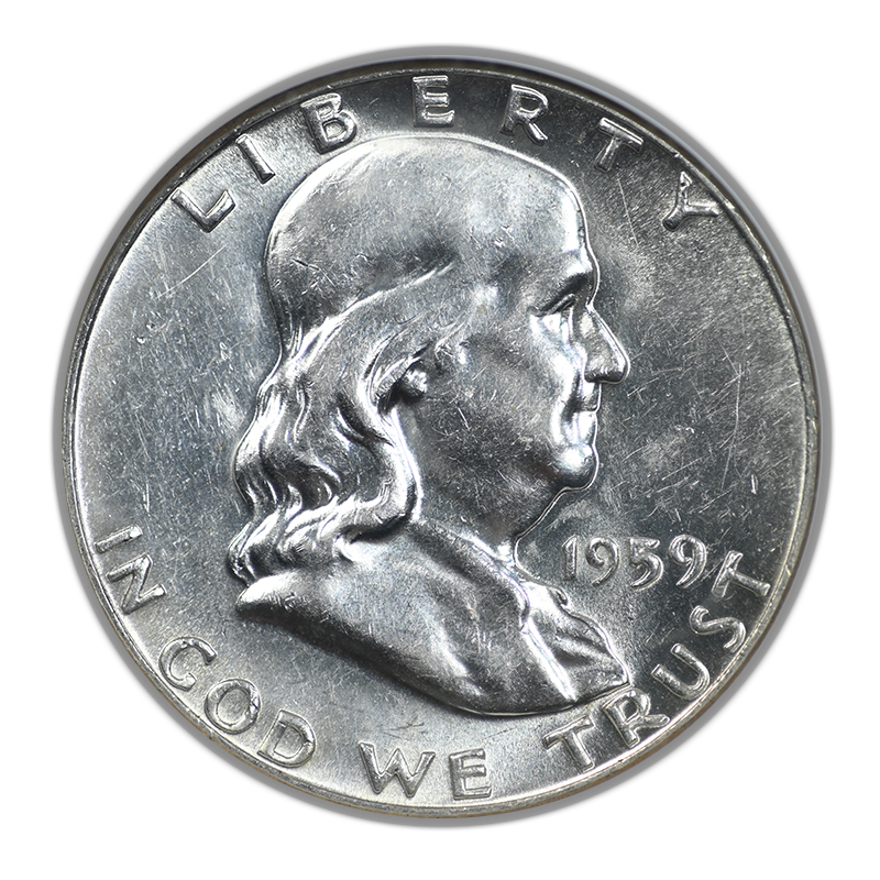 1959 Franklin Half Dollar 50C NGC AU58 CAC