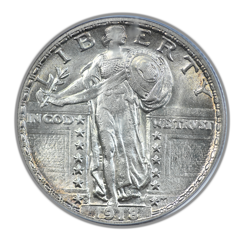1918-S Standing Liberty Quarter 25C PCGS AU58 CAC