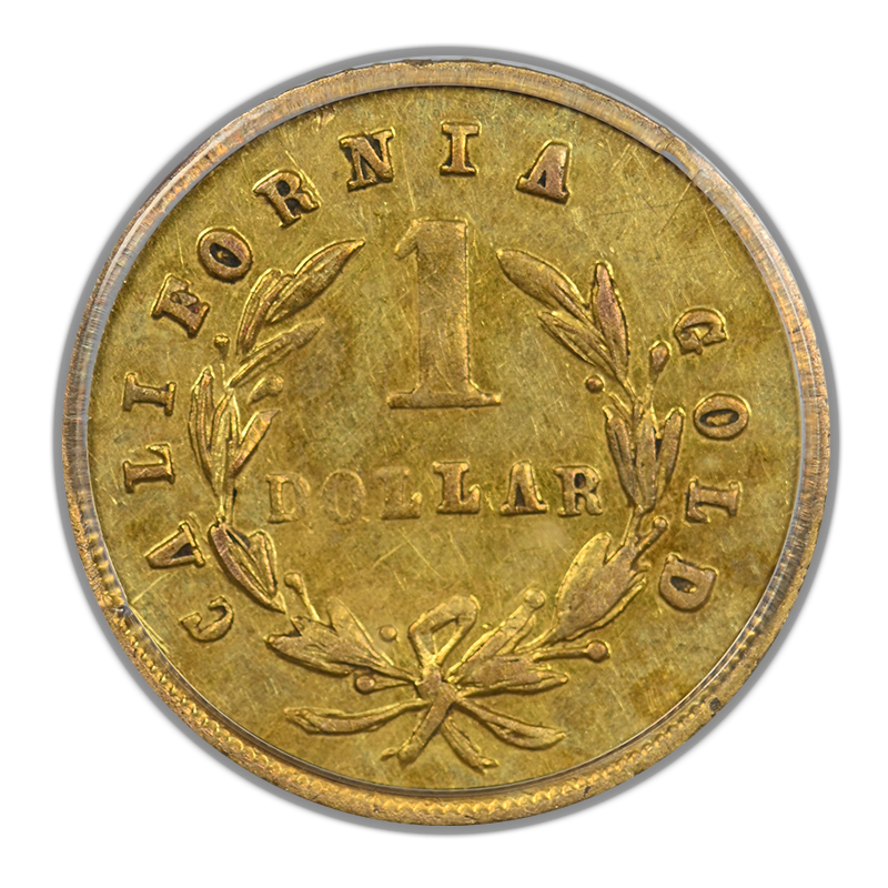 1870 Round California Fractional Gold Liberty Head Dollar G$1 PCGS AU53 BG-1203