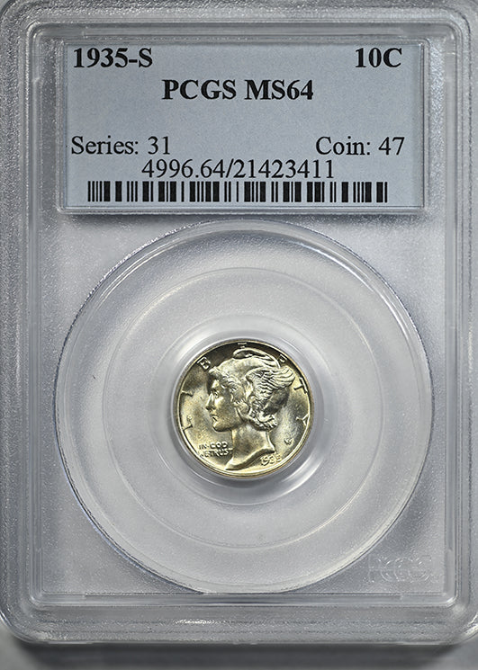1935-S Mercury Dime 10C PCGS MS64