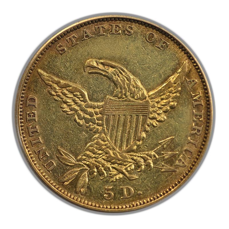 1834 Classic Head Gold Half Eagle $5 PCGS XF40 - Plain 4