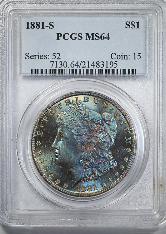 1881-S Morgan Dollar $1 PCGS MS64 - TONED! Obverse Slab
