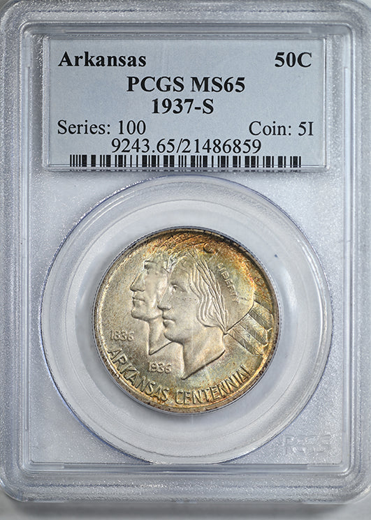 1937-S Arkansas Classic Commemorative Half Dollar 50C PCGS MS65