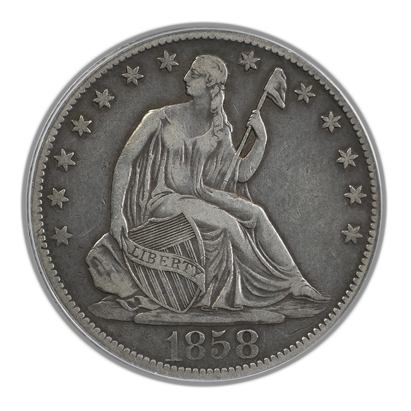 1858-O Liberty Seated Half Dollar 50C PCGS VF35