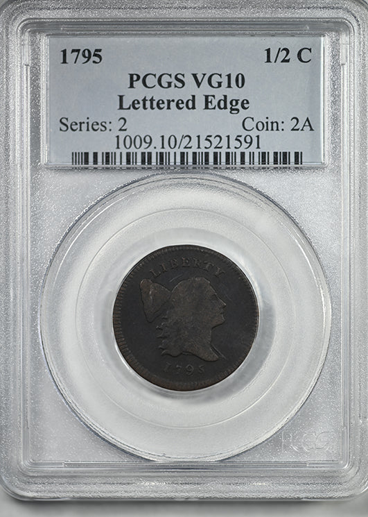 1795 Liberty Cap Half Cent 1/2C PCGS VG10 - Lettered Edge