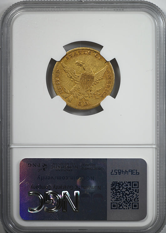 1835 Classic Head Gold Half Eagle $5 NGC F15 Reverse Slab