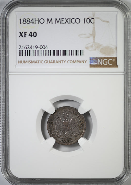 1884 HO M Mexico 10C Centavos NGC XF40