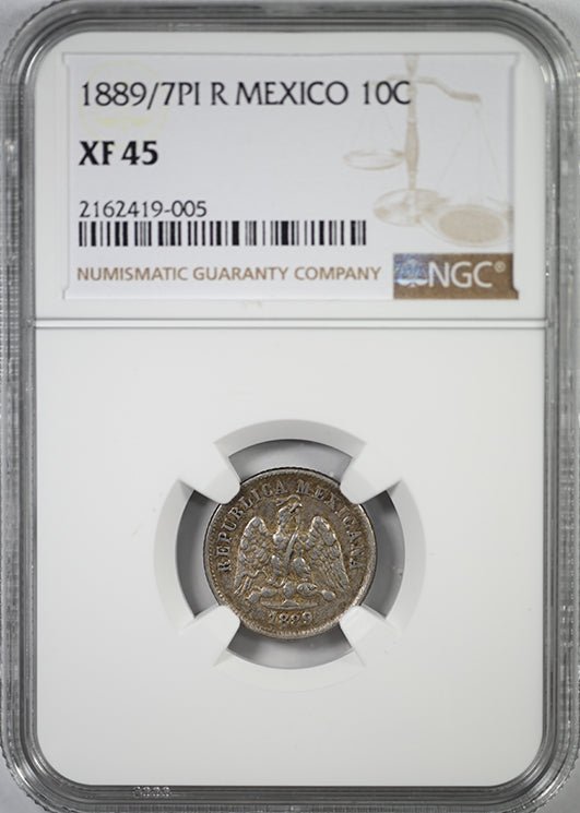 1889/7 PI R Mexico 10C Centavos NGC XF45