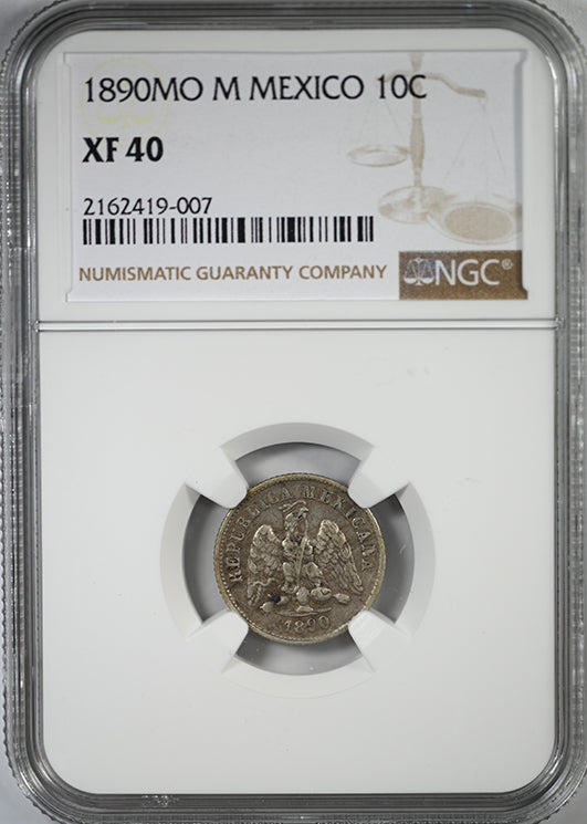 1890 MO M Mexico 10C Centavos NGC XF40