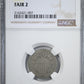 1867 Lowball Shield Nickel 5C NGC FR2 - No Rays