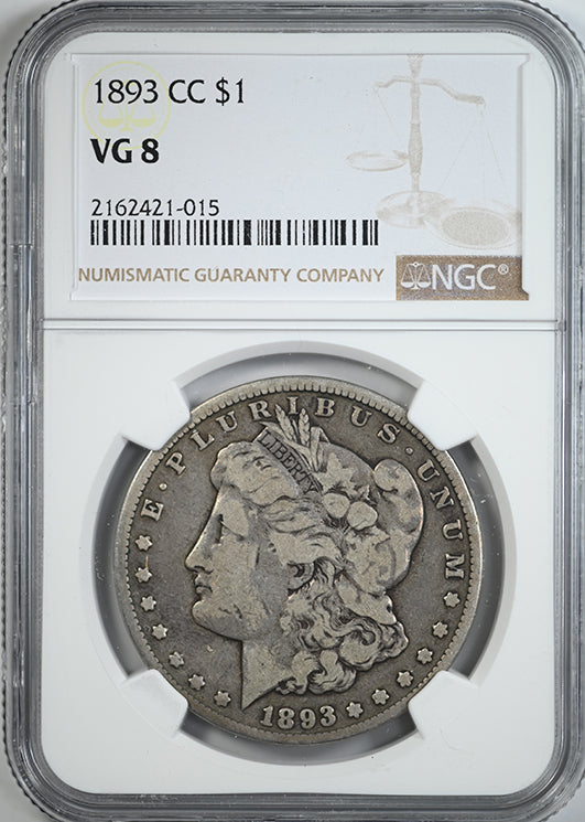 1893-CC Morgan Dollar $1 NGC VG8