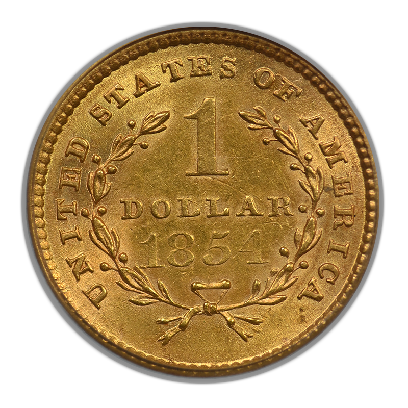 1854 Type 1 Liberty Head Gold Dollar G$1 PCGS MS62